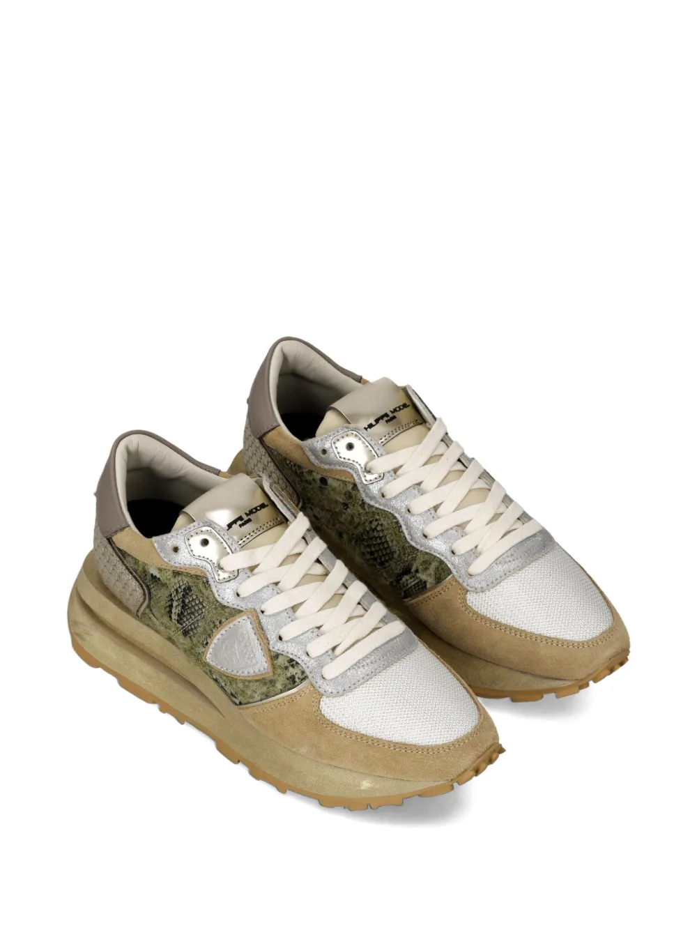 Philippe Model Paris snakeskin-detailed trainers Green