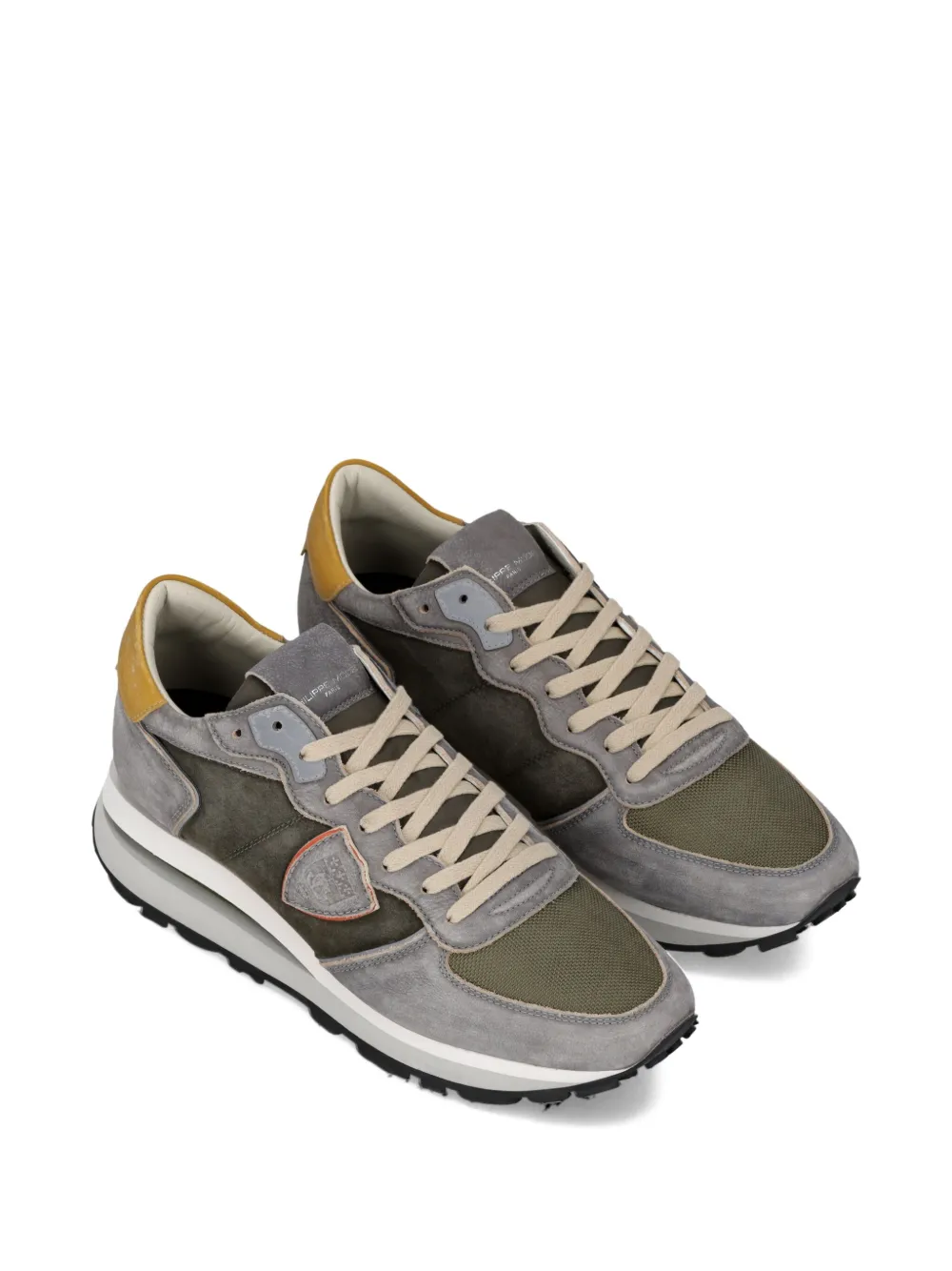 Philippe Model Paris Tropez Haute Low suède sneakers met vlakken Grijs