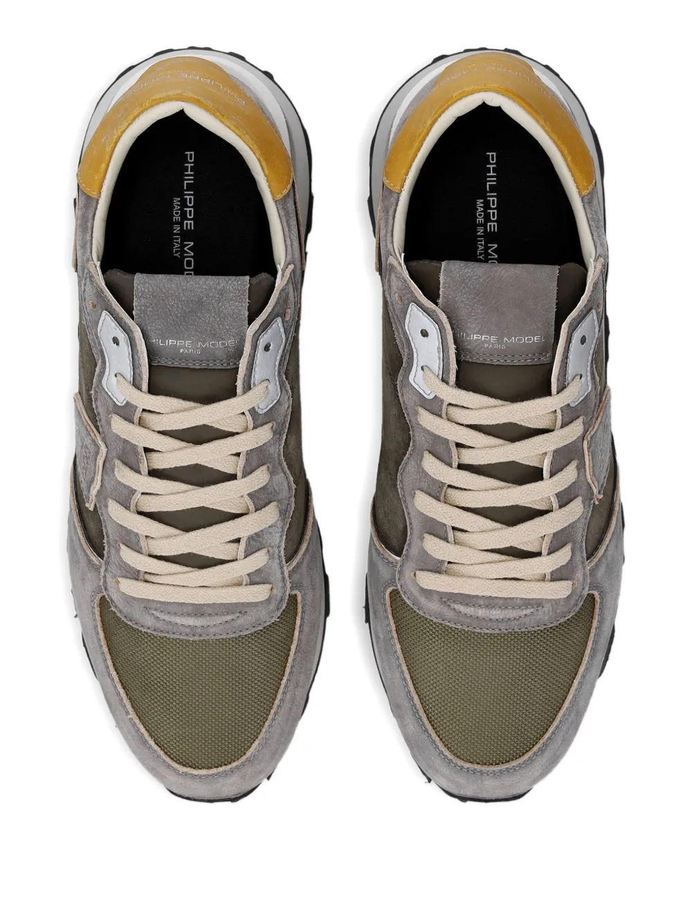 Philippe Model Paris Tropez Haute Low suède sneakers met vlakken Grijs