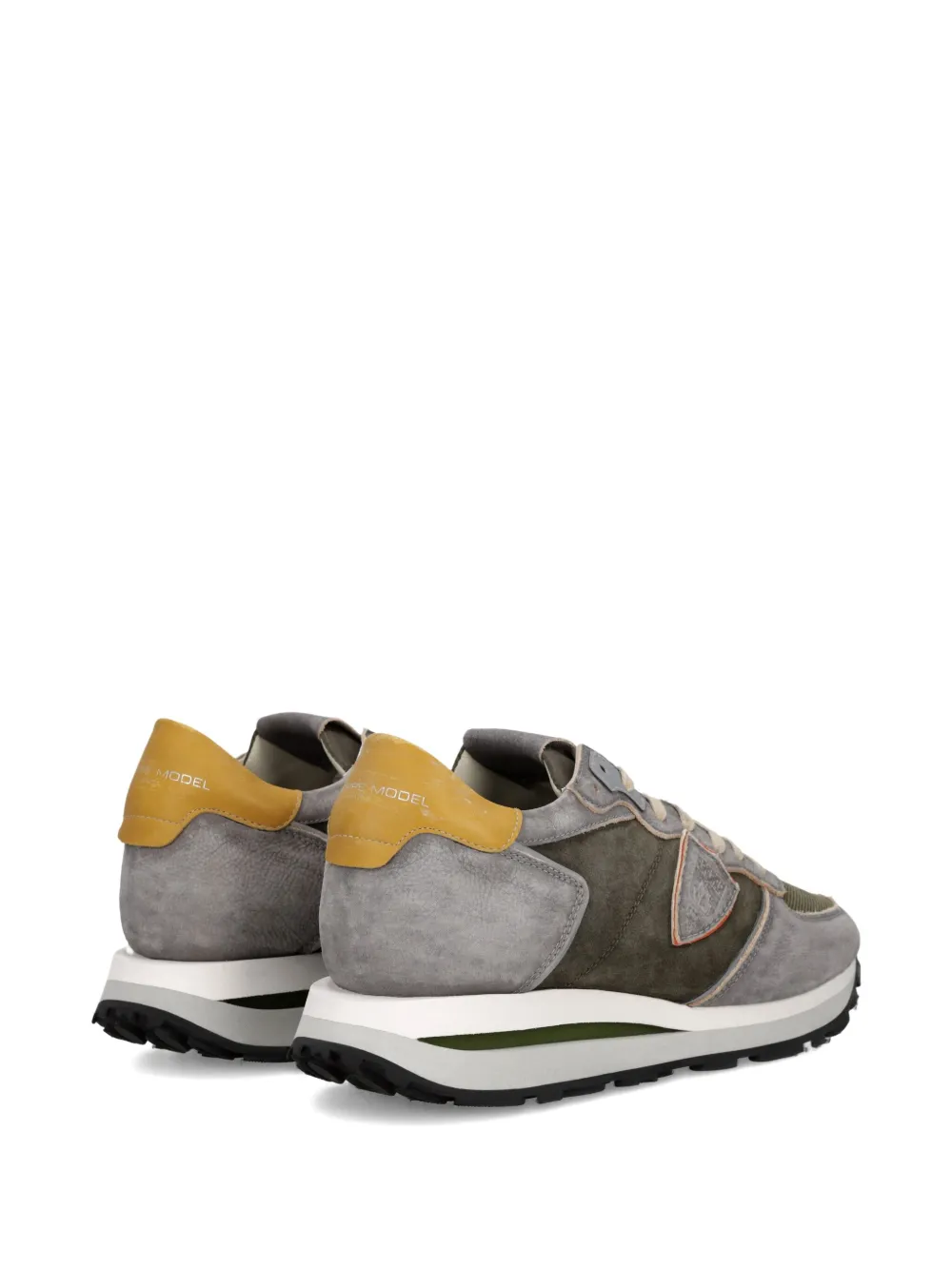 Philippe Model Paris Tropez Haute Low suède sneakers met vlakken Grijs