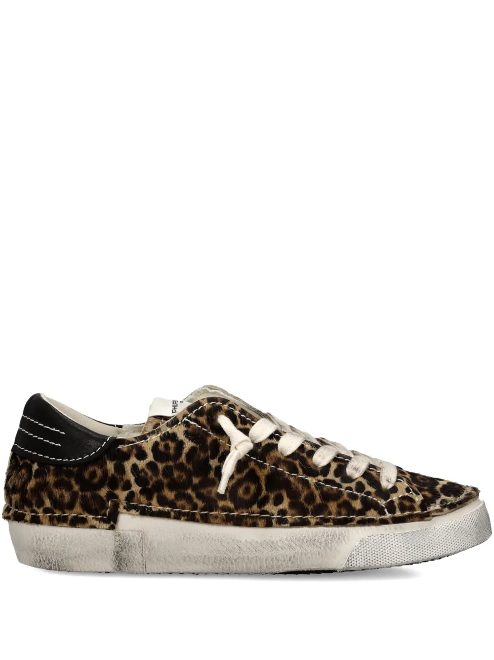 Philippe Model Stitched Leopard Print Low-top Sneakers Slip-on In Brown
