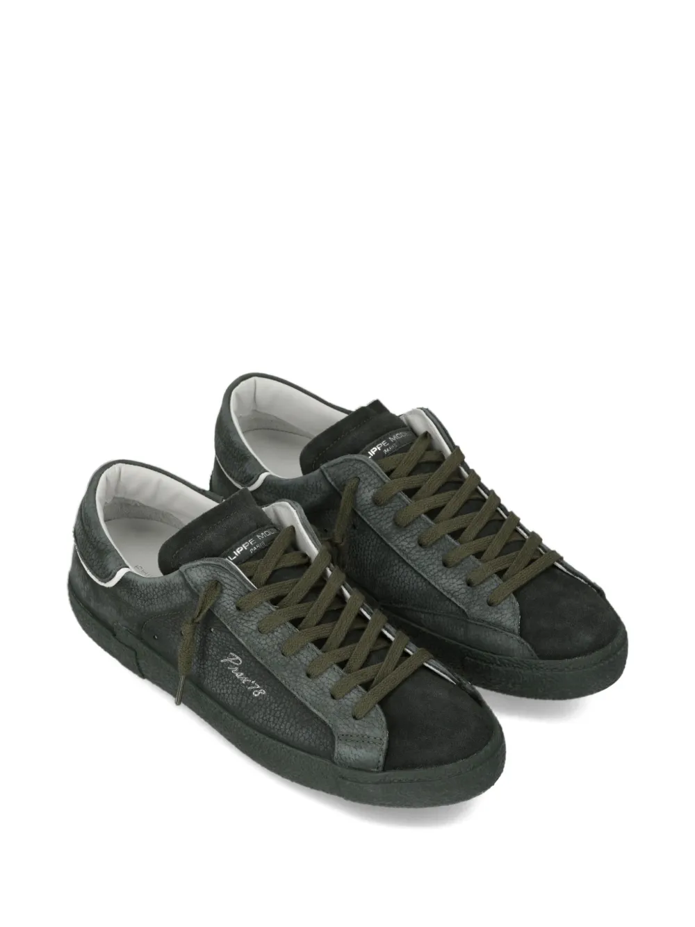 Philippe Model Paris suede-panelled low-top sneakers Green