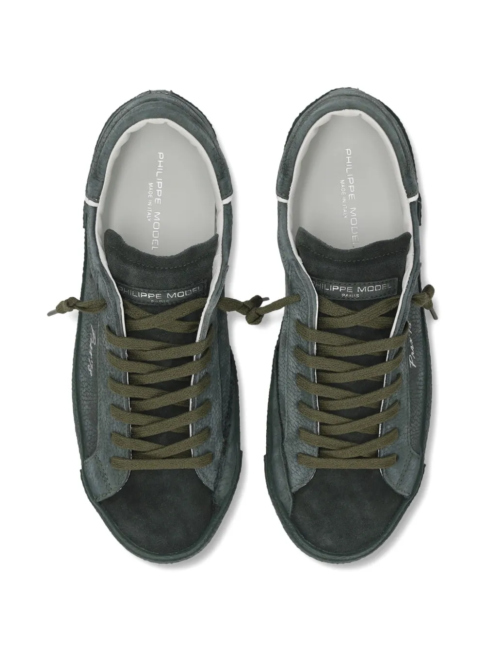 Philippe Model Paris suede-panelled low-top sneakers Green