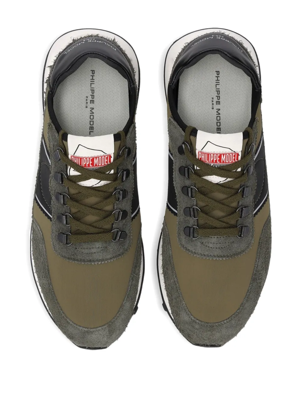 Philippe Model Paris suede leather panelled low-top sneakers Green
