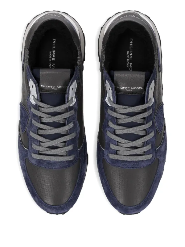 Philippe Model Paris スエードパネル スニーカー | ブルー | FARFETCH JP