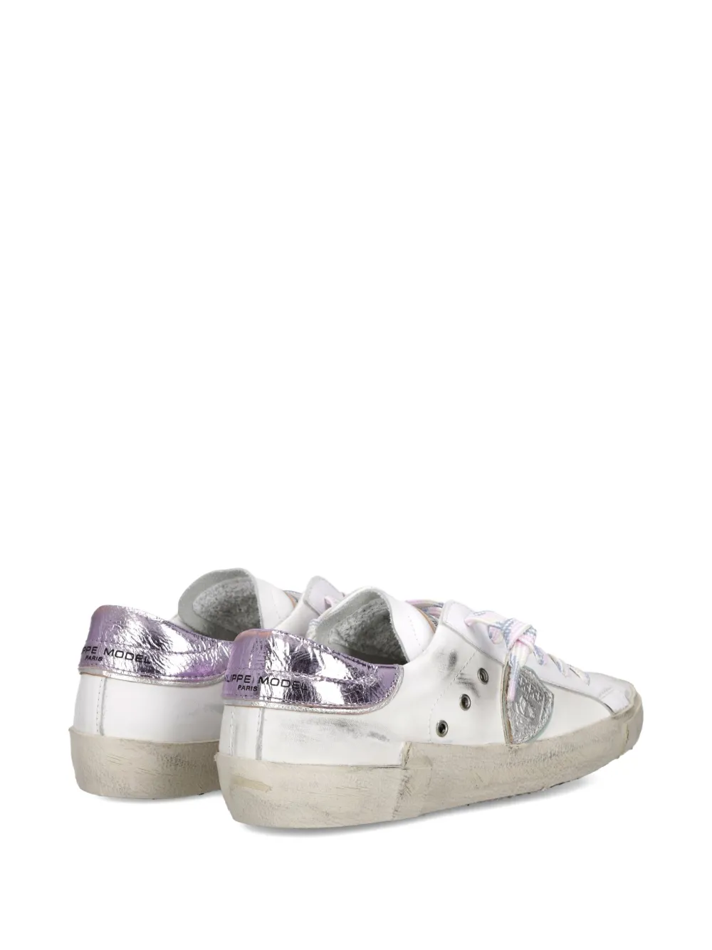 Philippe Model Paris metallic distressed sneakers White