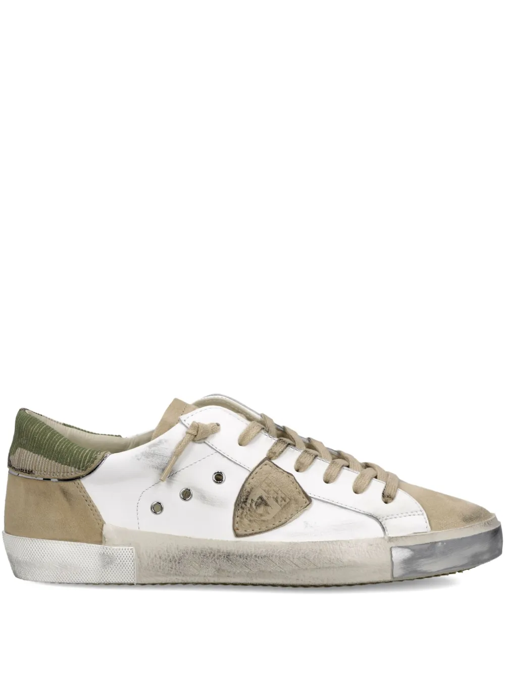 Philippe Model Paris camouflage-panel leather sneakers Neutrals