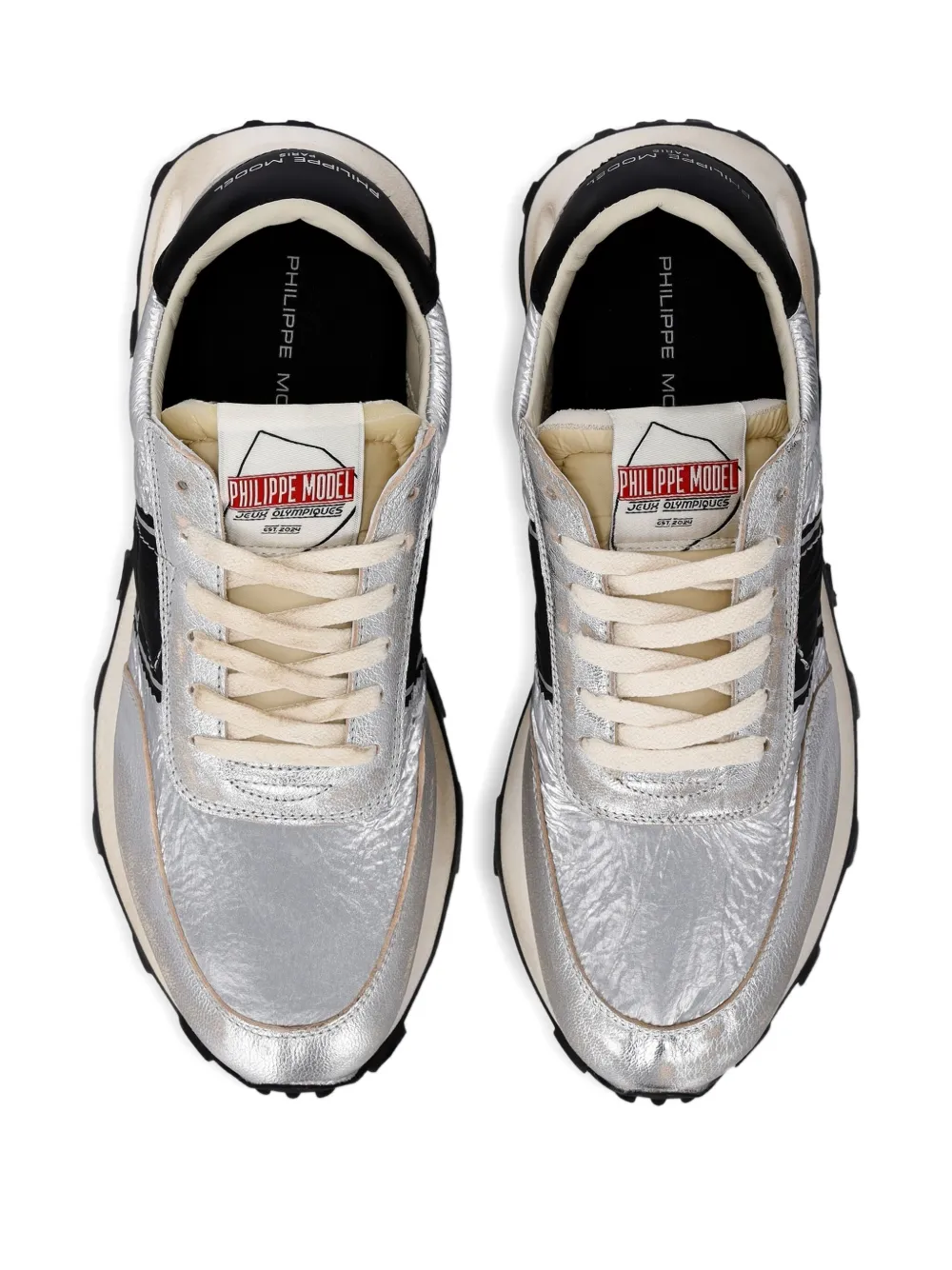 Philippe Model Paris Tour metallic leather sneakers Grey