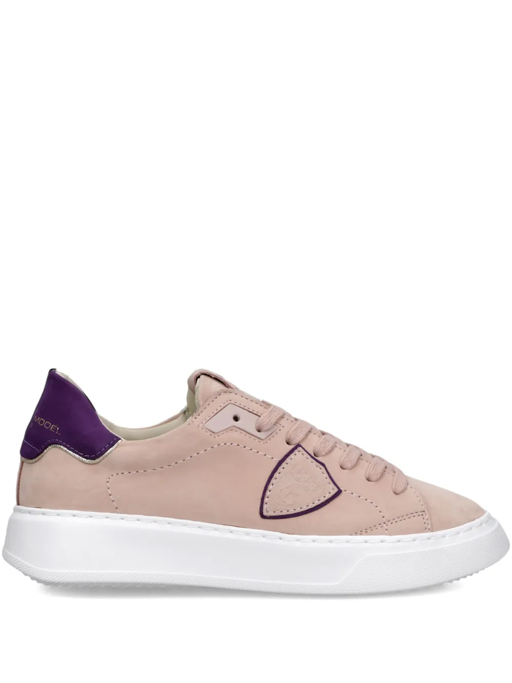 Philippe Model Paris suede-panelled lace-up sneakers Pink