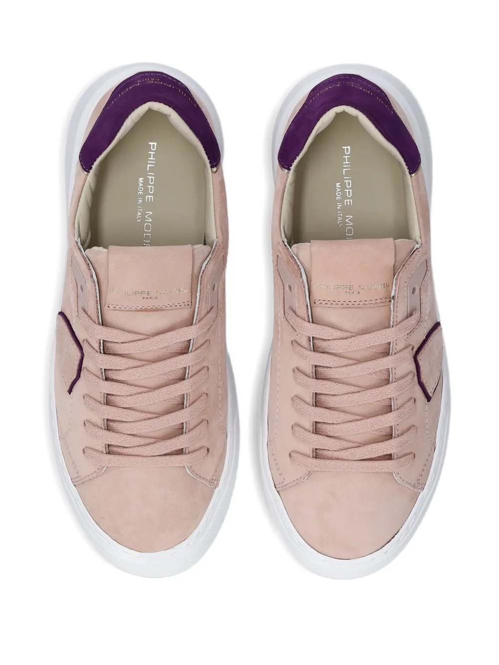 Philippe Model Paris suede-panelled lace-up sneakers Pink