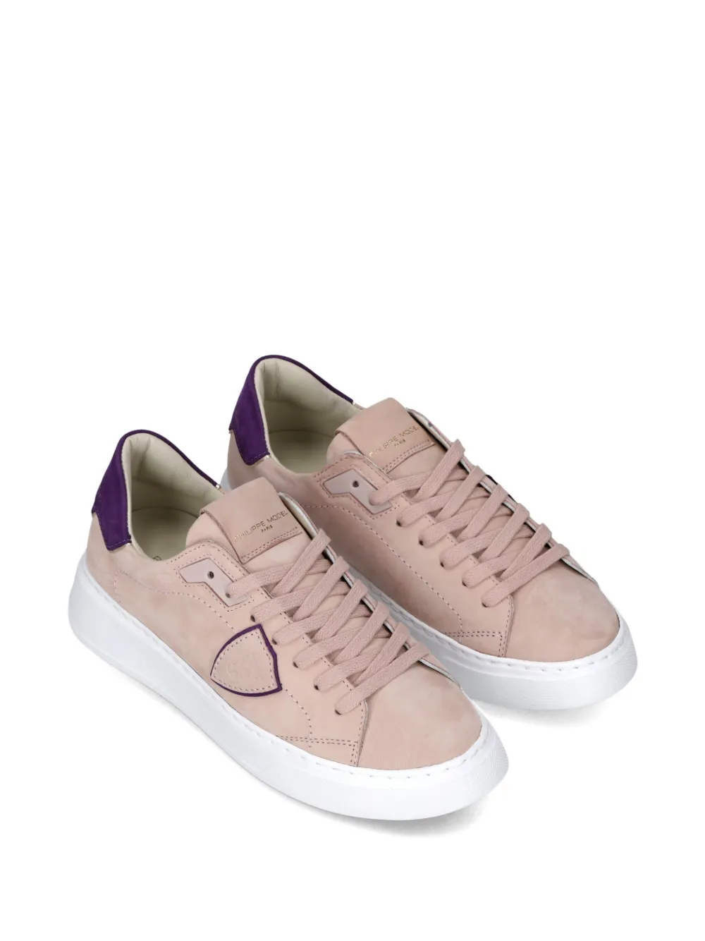 Philippe Model Paris suede-panelled lace-up sneakers Pink