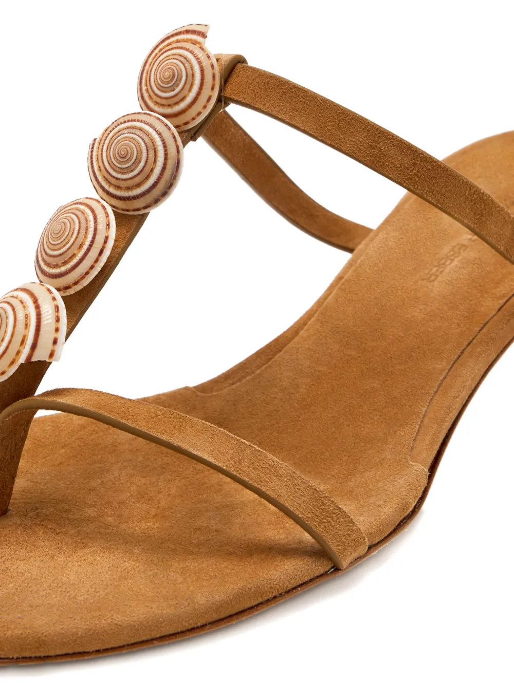 Christopher Esber Shell-embellished Kitten-heel Sandals In Brown