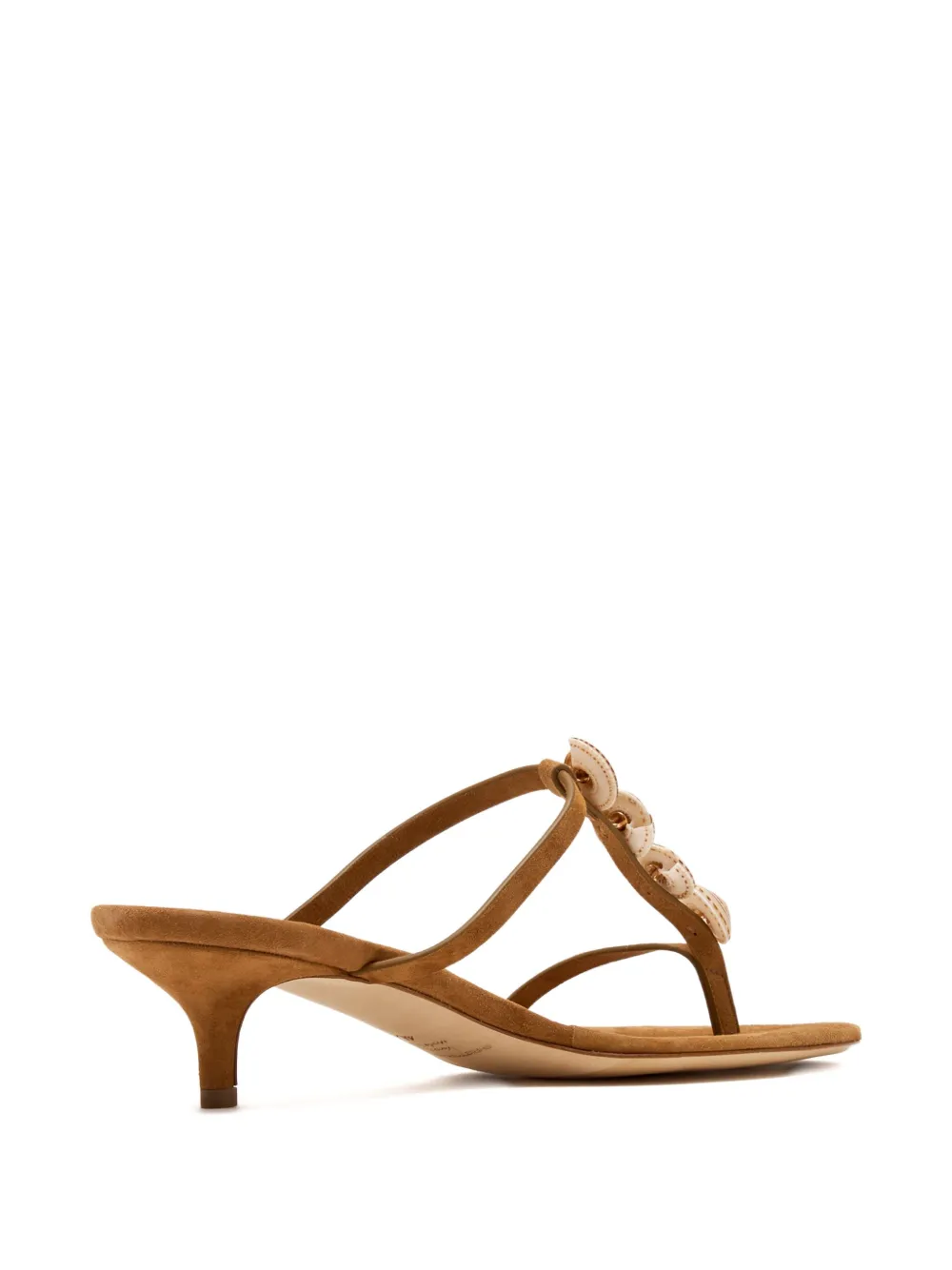 Christopher Esber Shell-embellished Kitten-heel Sandals In Brown