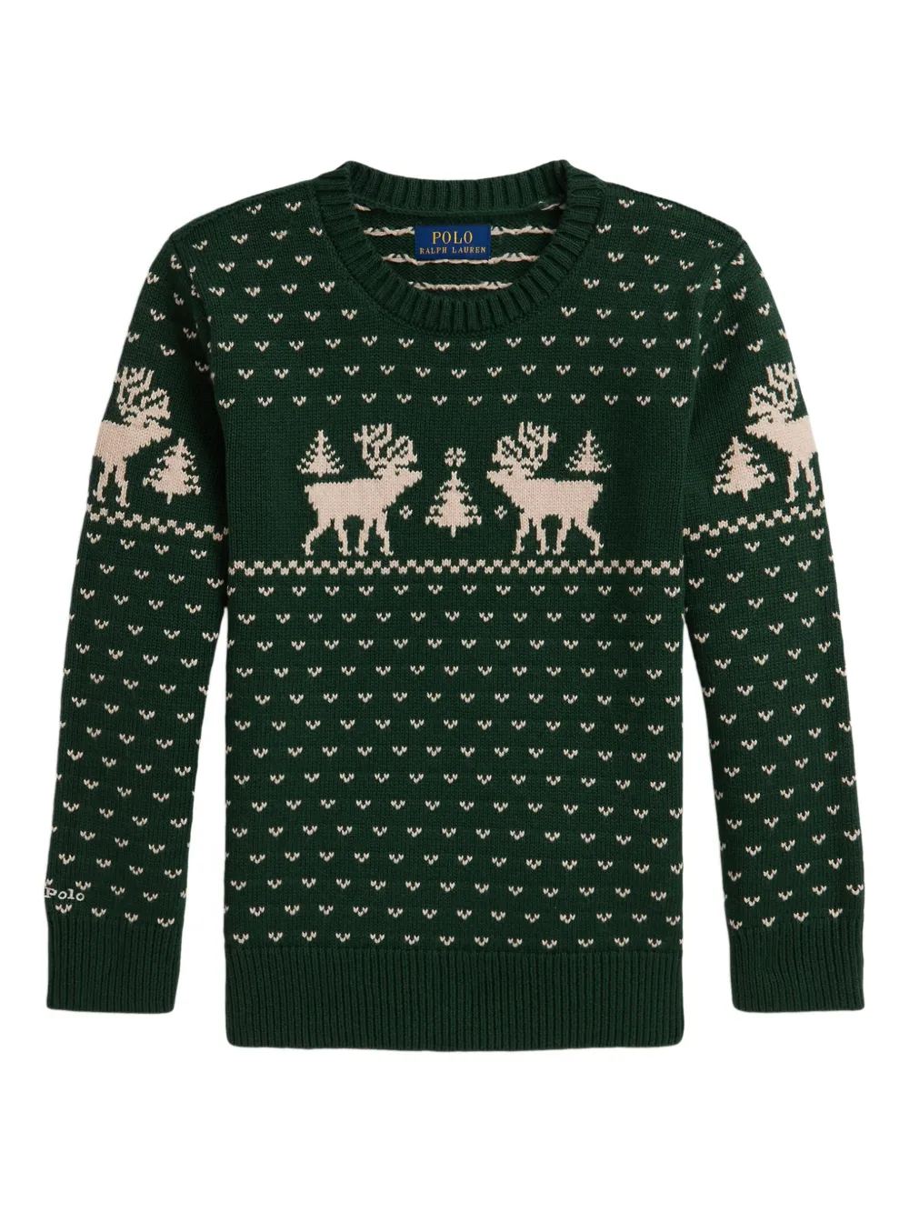 POLO RALPH LAUREN KIDS reindeer-intarsia crew-neck sweater | Green | Image 1