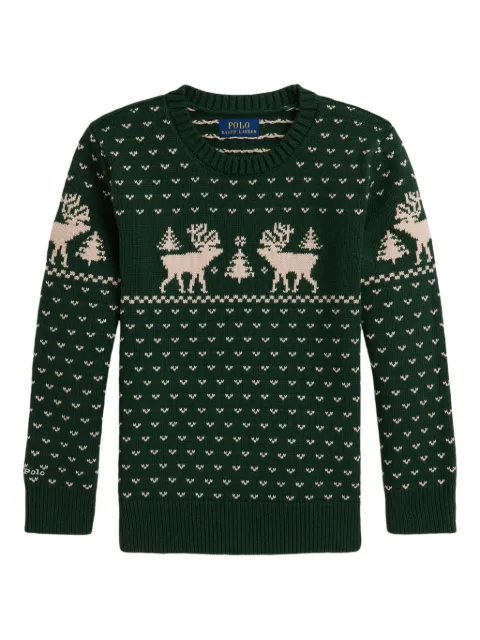 POLO RALPH LAUREN KIDS suéter con motivo de renos en intarsia