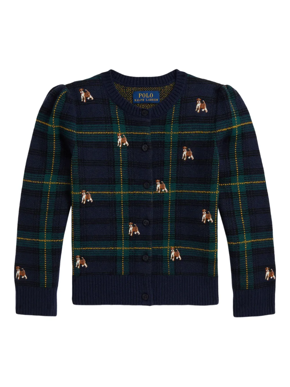 POLO RALPH LAUREN KIDS Geruit vest met geborduurde hond Blauw