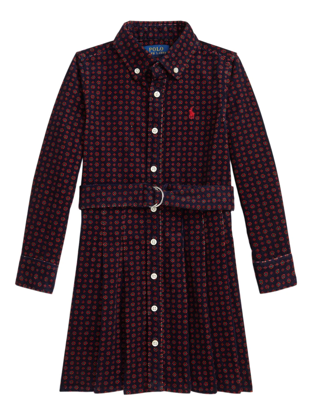 POLO RALPH LAUREN KIDS Jurk met ceintuur en print Blauw