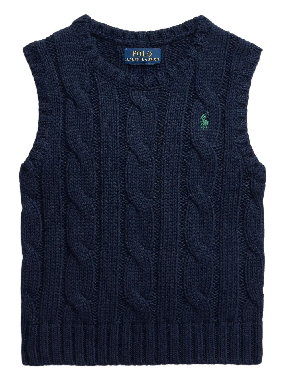 POLO RALPH LAUREN KIDS cable-knit sleeveless sweater Blauw