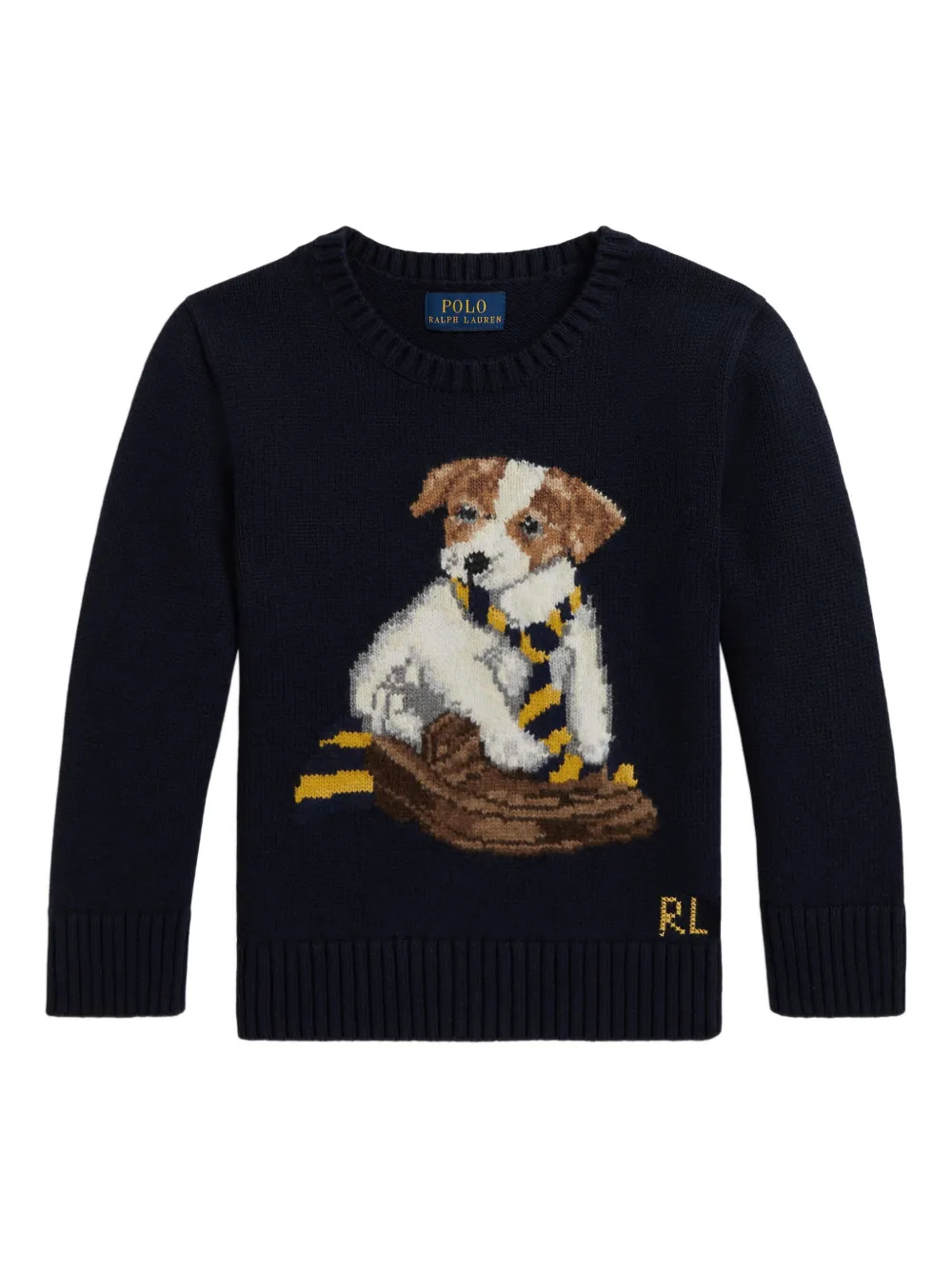 POLO RALPH LAUREN KIDS Gebreide trui met hondenpatroon Blauw