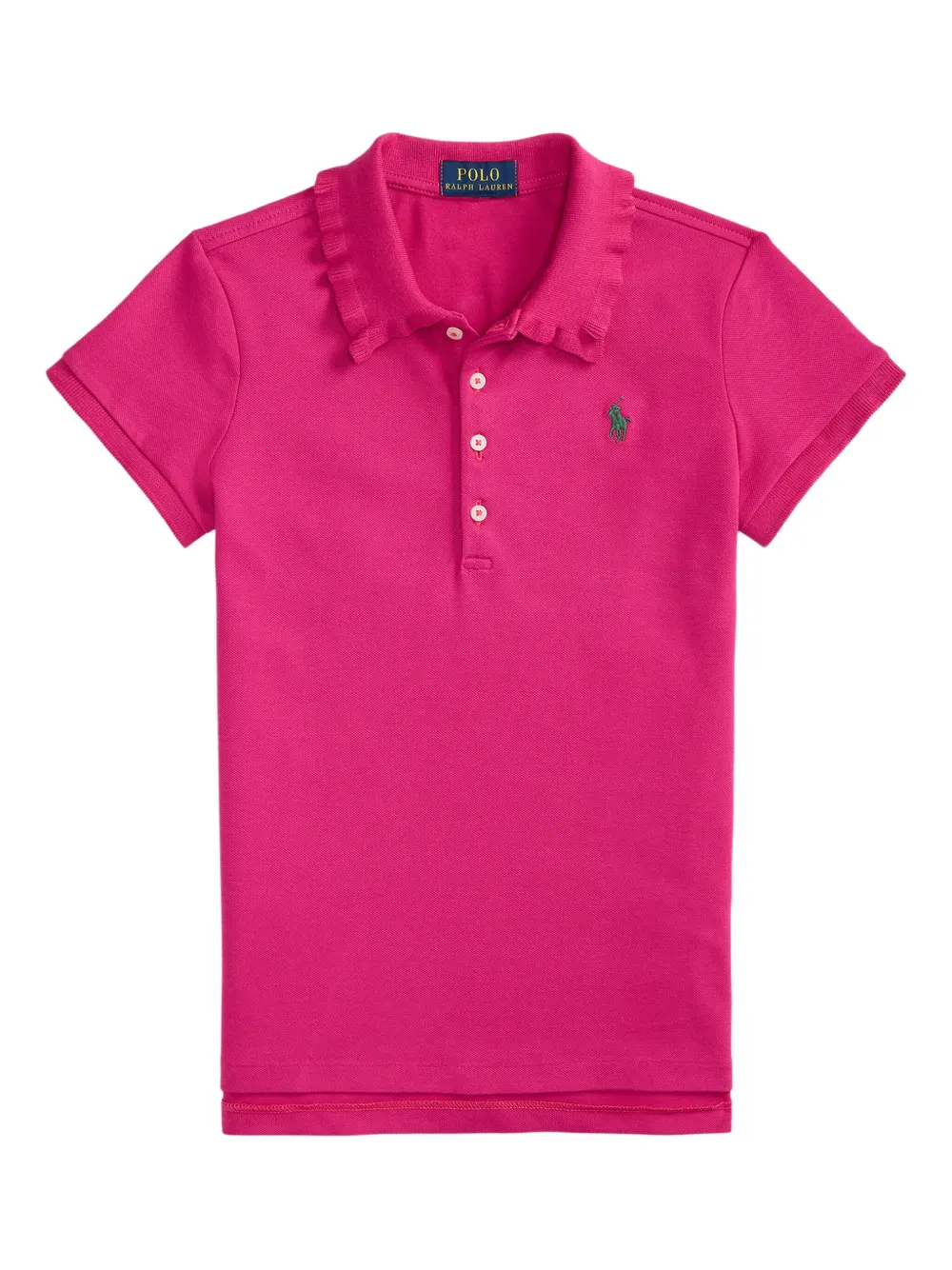 Polo Ralph Lauren Kids' Ruffle-collar Polo Shirt In Pink