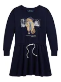 POLO RALPH LAUREN KIDS bear-print drawstring-waist dress - Blue