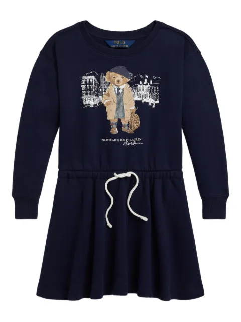 POLO RALPH LAUREN KIDS bear-print drawstring-waist dress