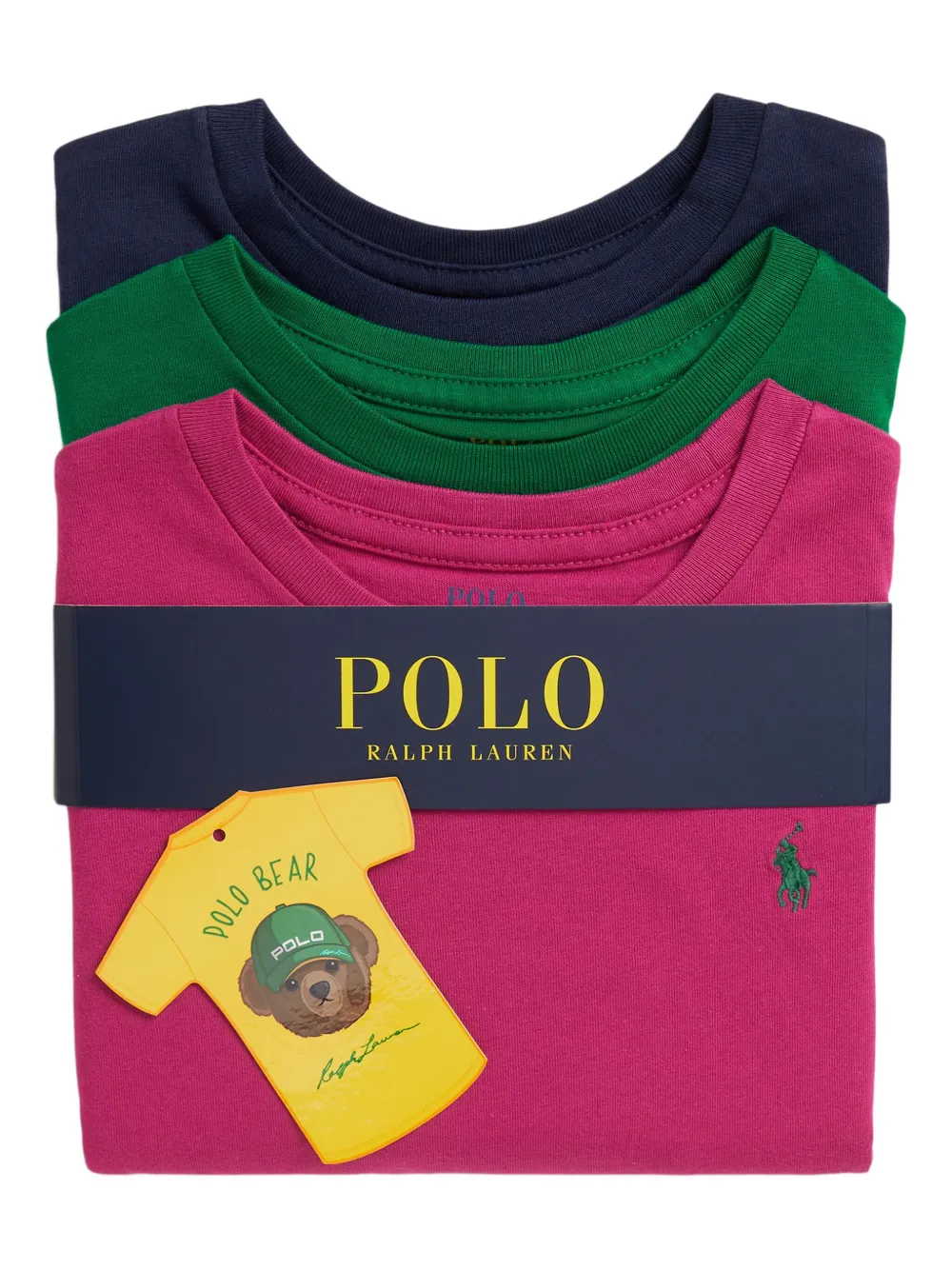 POLO RALPH LAUREN KIDS Drie jersey T-shirts met lange mouwen Roze