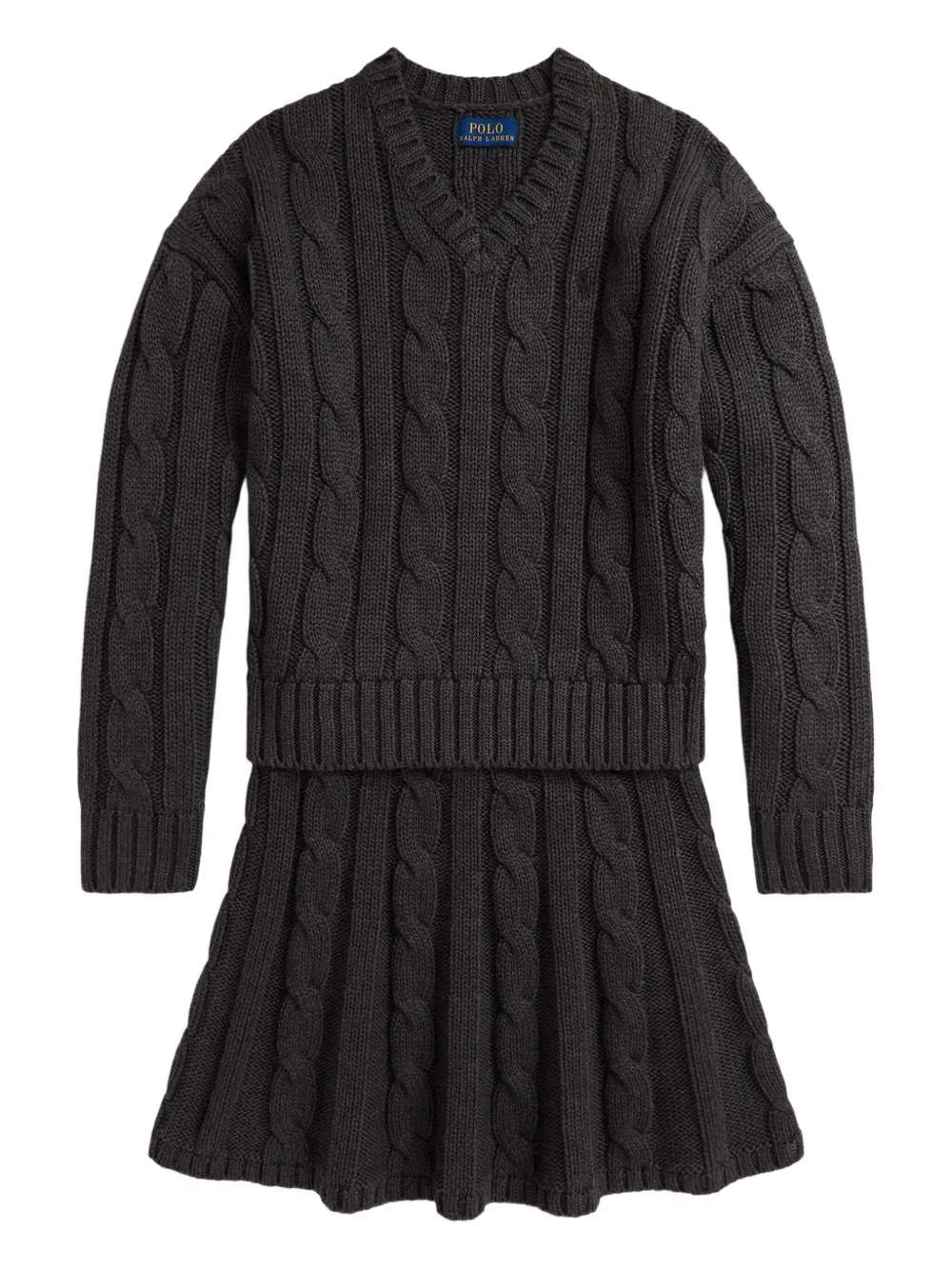 POLO RALPH LAUREN KIDS Kabelgebreide rok set Grijs