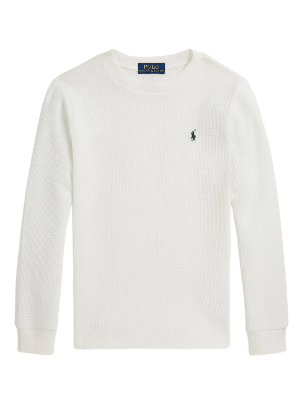 POLO RALPH LAUREN KIDS ワッフルニット スウェットシャツ - ホワイト POLO RALPH LAUREN KIDS ワッフルニット スウェットシャツ - ホワイト