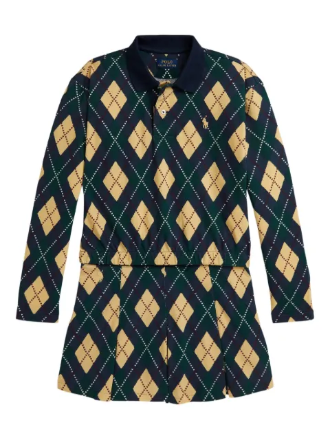 POLO RALPH LAUREN KIDS argyle-pattern pleated skirt set