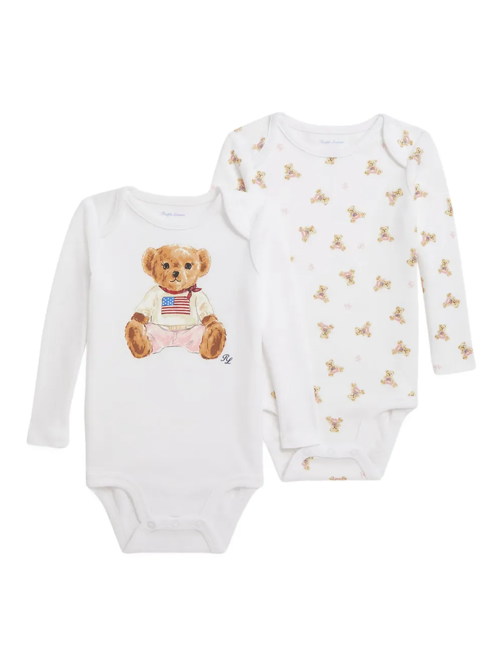 POLO RALPH LAUREN KIDS Twee rompers met beerprint Wit