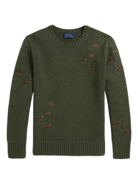 POLO RALPH LAUREN KIDS bird-embroidery elbow-patch sweater
