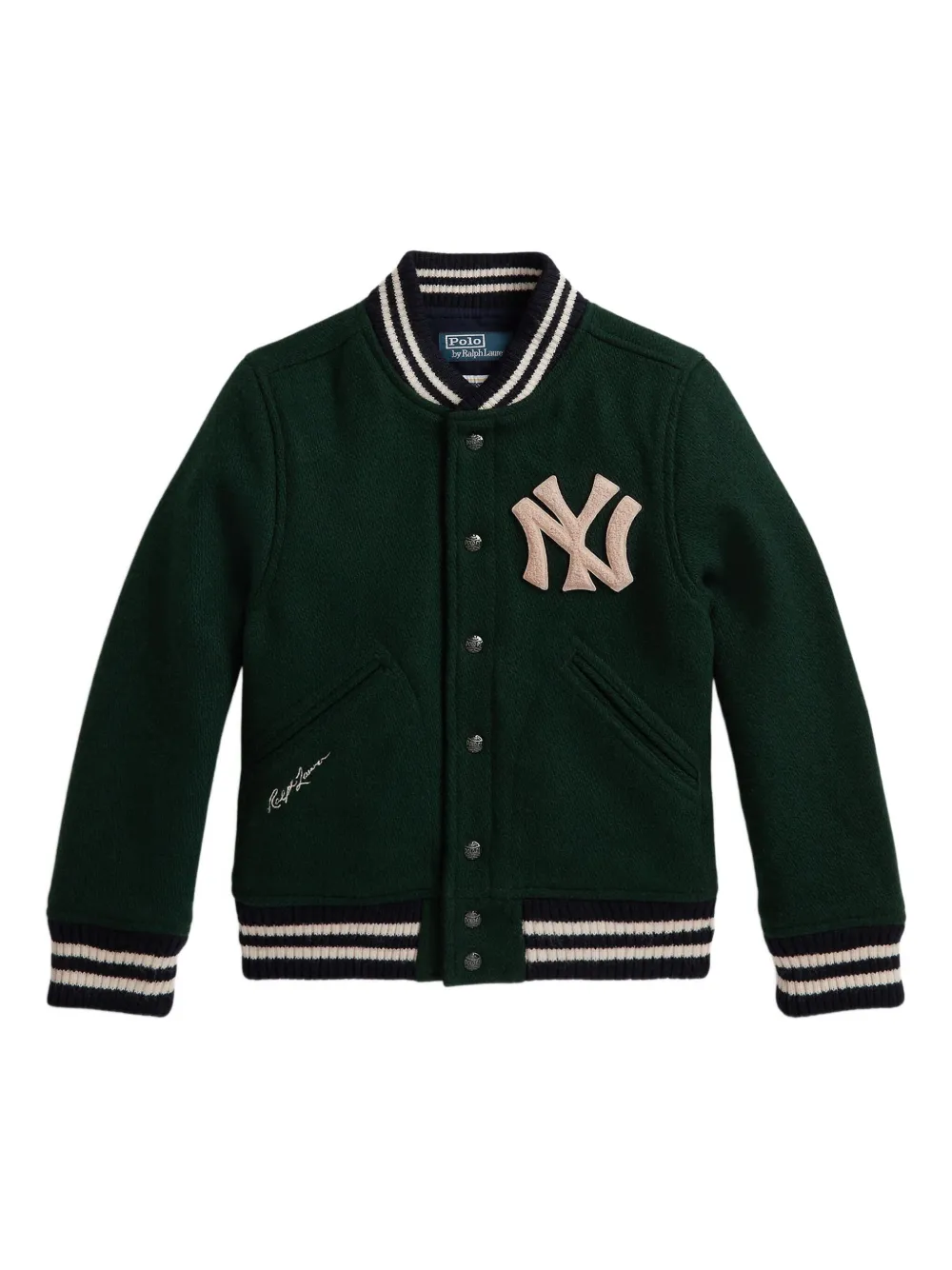 POLO RALPH LAUREN KIDS アップリケ ボンバージャケット - グリーン POLO RALPH LAUREN KIDS アップリケ ボンバージャケット - グリーン