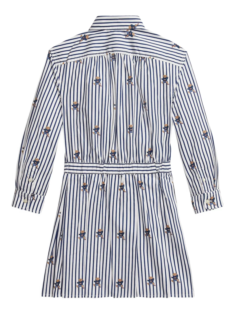 POLO RALPH LAUREN KIDS Gestreepte shirtjurk met beerprint Blauw