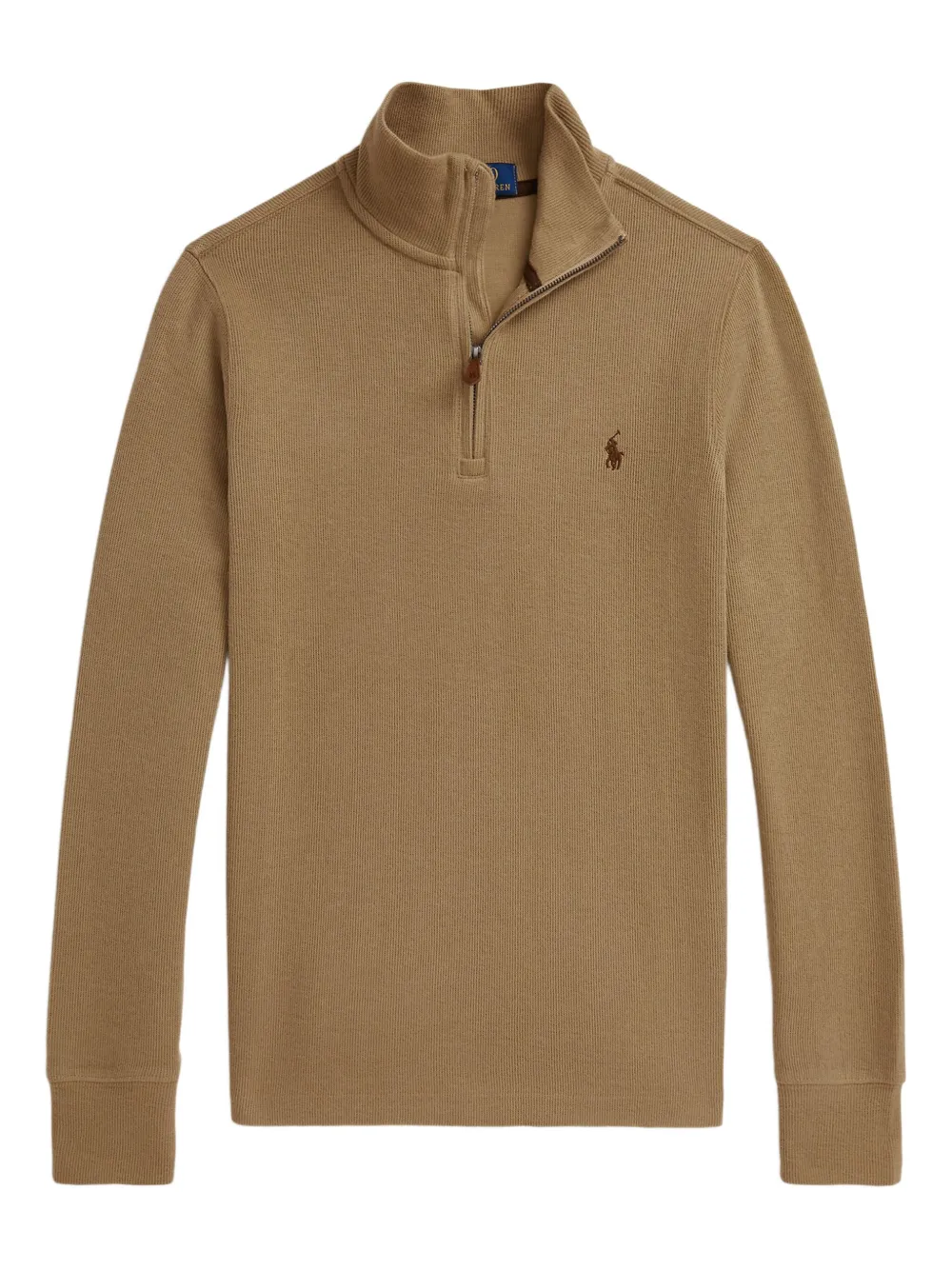 POLO RALPH LAUREN KIDS ribbed-knit half-zip sweatshirt | Brown | Image 1