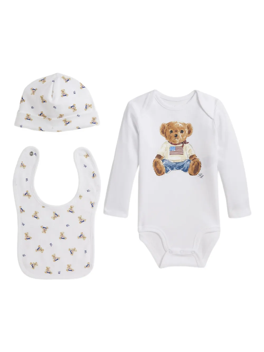 POLO RALPH LAUREN KIDS Romperset met beerprint Wit