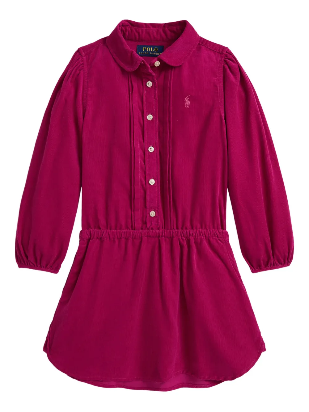 POLO RALPH LAUREN KIDS Ribfluwelen shirtjurk met kraag Roze