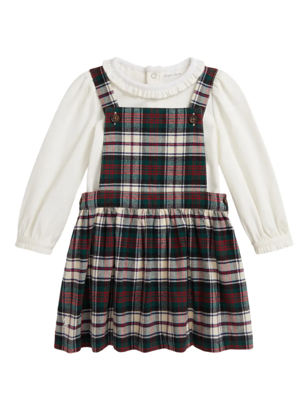 Polo Ralph Lauren Baby Girls 2-piece Interlock Bodysuit And Brushed Oxford Dress Set In Neutral
