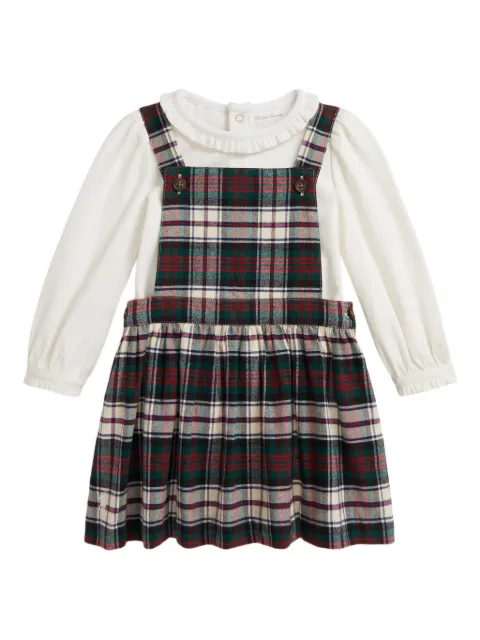 POLO RALPH LAUREN KIDS set de vestido estilo overol con motivo de cuadros