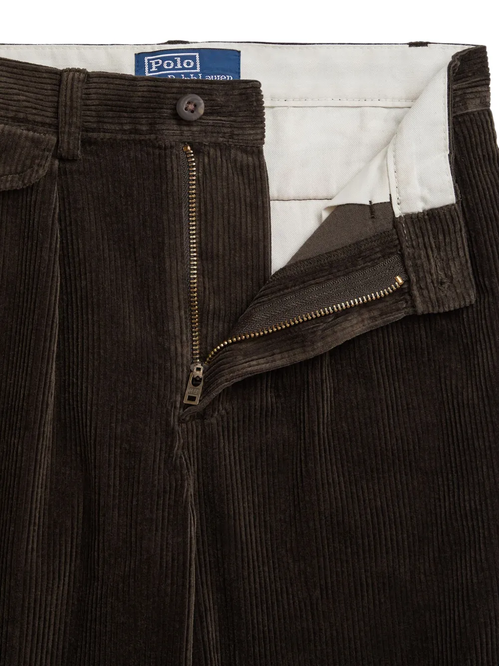 POLO RALPH LAUREN KIDS Ribfluwelen plooibroek Bruin