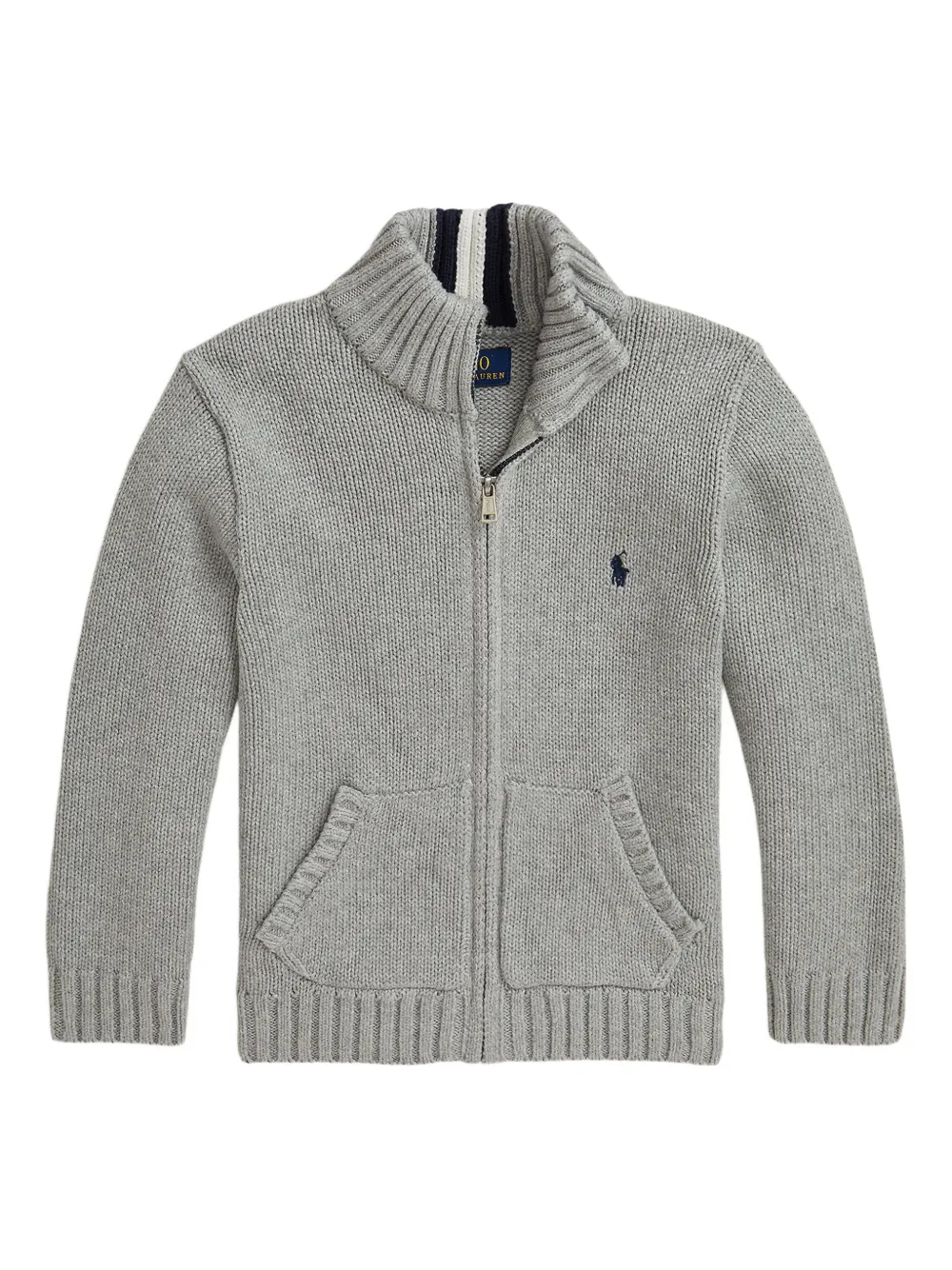 POLO RALPH LAUREN KIDS Grofgebreid vest met rits Grijs
