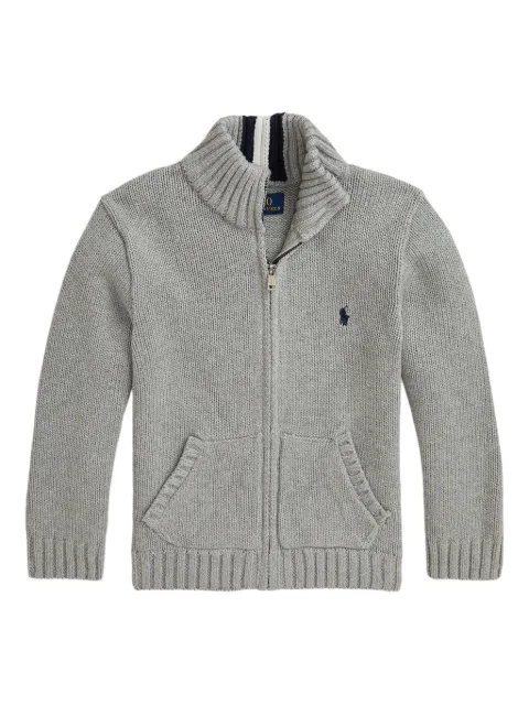 POLO RALPH LAUREN KIDS zip-up chunky knit cardigan