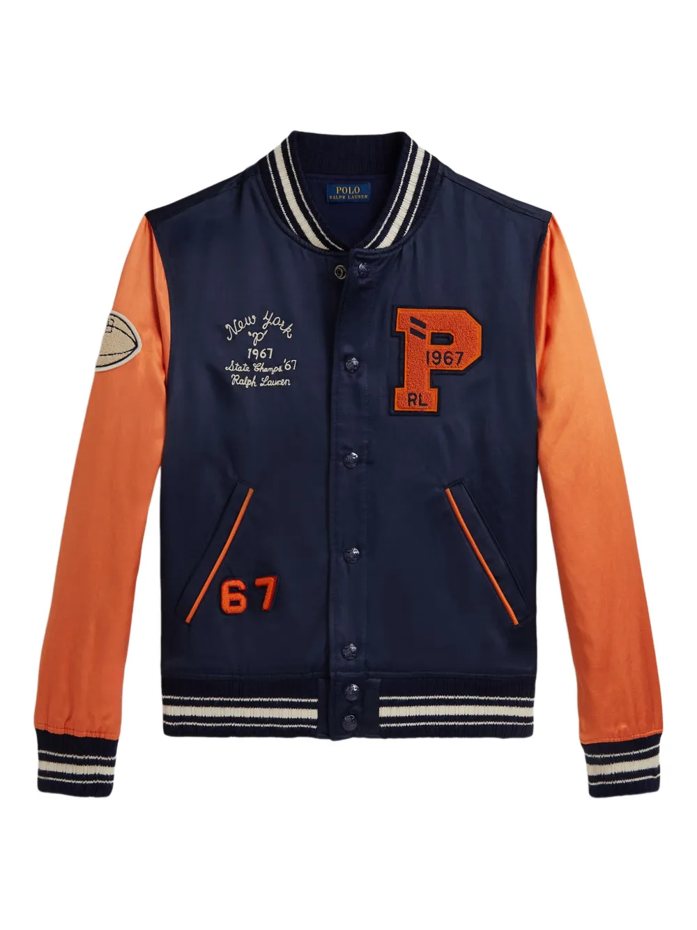 POLO RALPH LAUREN KIDS ribbed two-tone bomber jacket Blauw