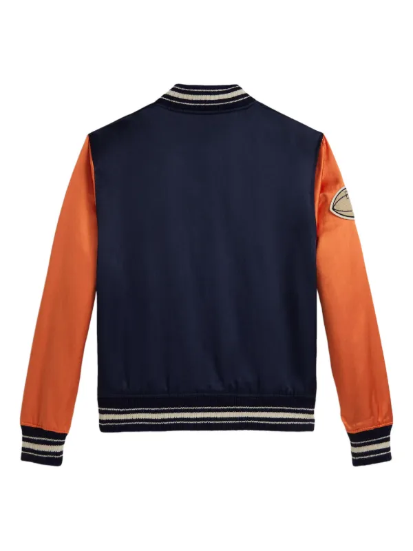POLO RALPH LAUREN KIDS Ribbed two-tone Bomber Jacket | Blue
