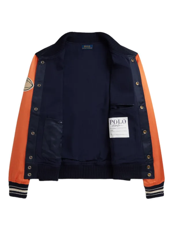 POLO RALPH LAUREN KIDS Ribbed two-tone Bomber Jacket | Blue