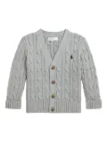 POLO RALPH LAUREN KIDS cable-knit button-up cardigan - Grey