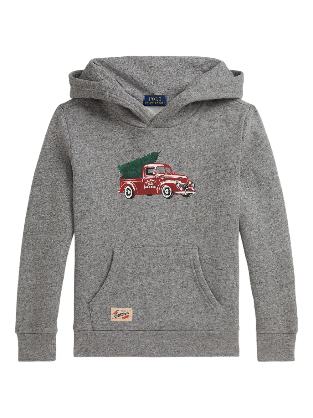 POLO RALPH LAUREN KIDS truck-print hooded sweatshirt | Grey | Image 1