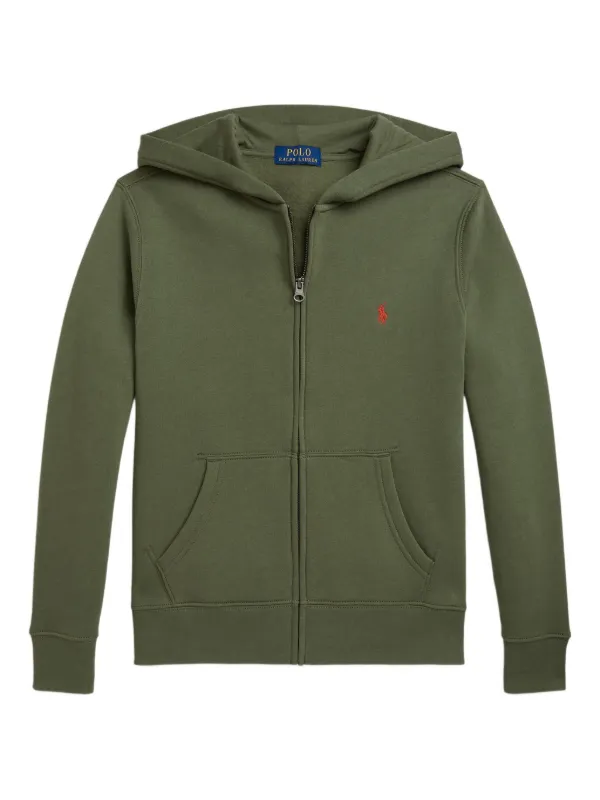 POLO RALPH LAUREN KIDS Fleece zip-up Hoodie Green FARFETCH PH