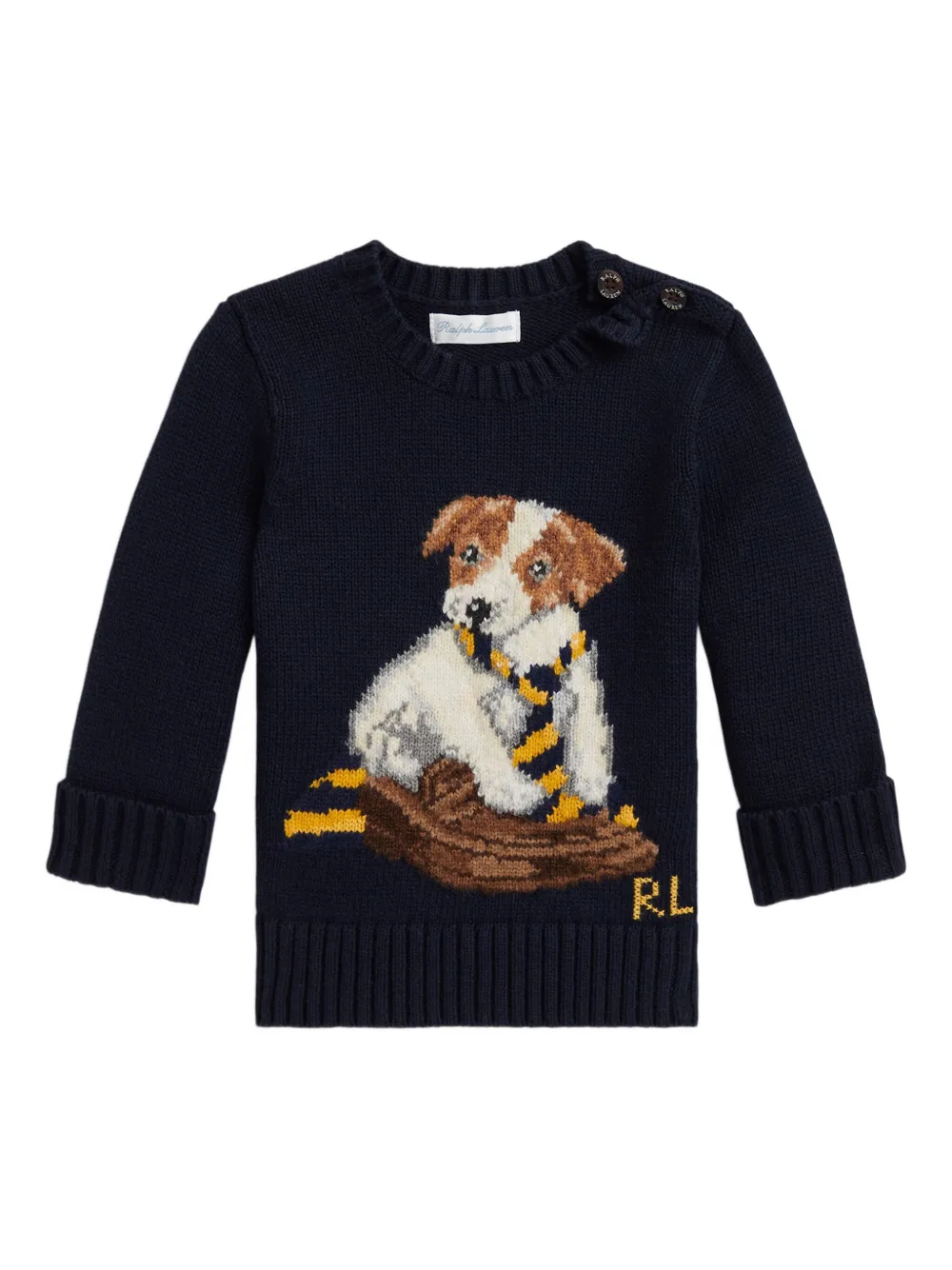 POLO RALPH LAUREN KIDS Gebreide trui met hondenpatroon Blauw