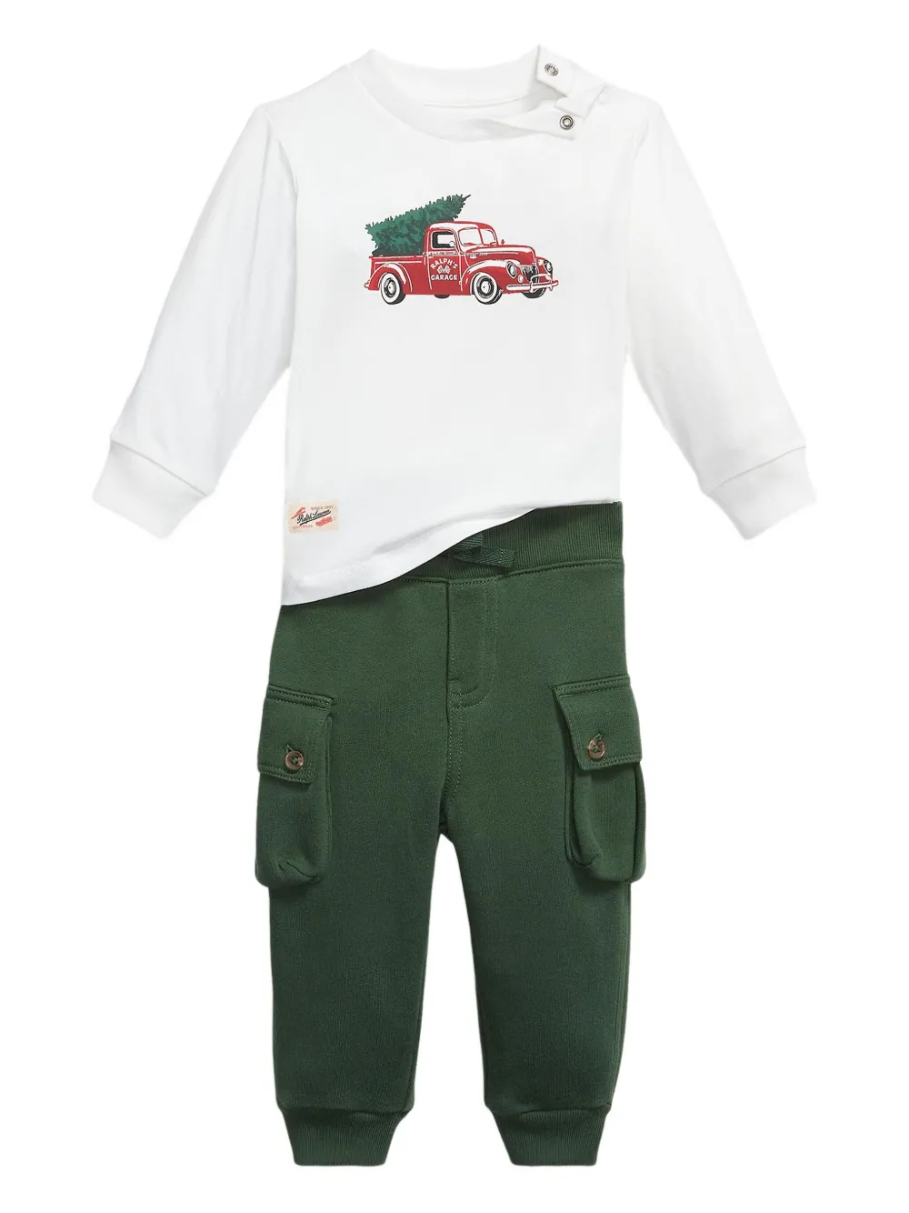 POLO RALPH LAUREN KIDS truck-print jersey two-piece set | Green | Image 1